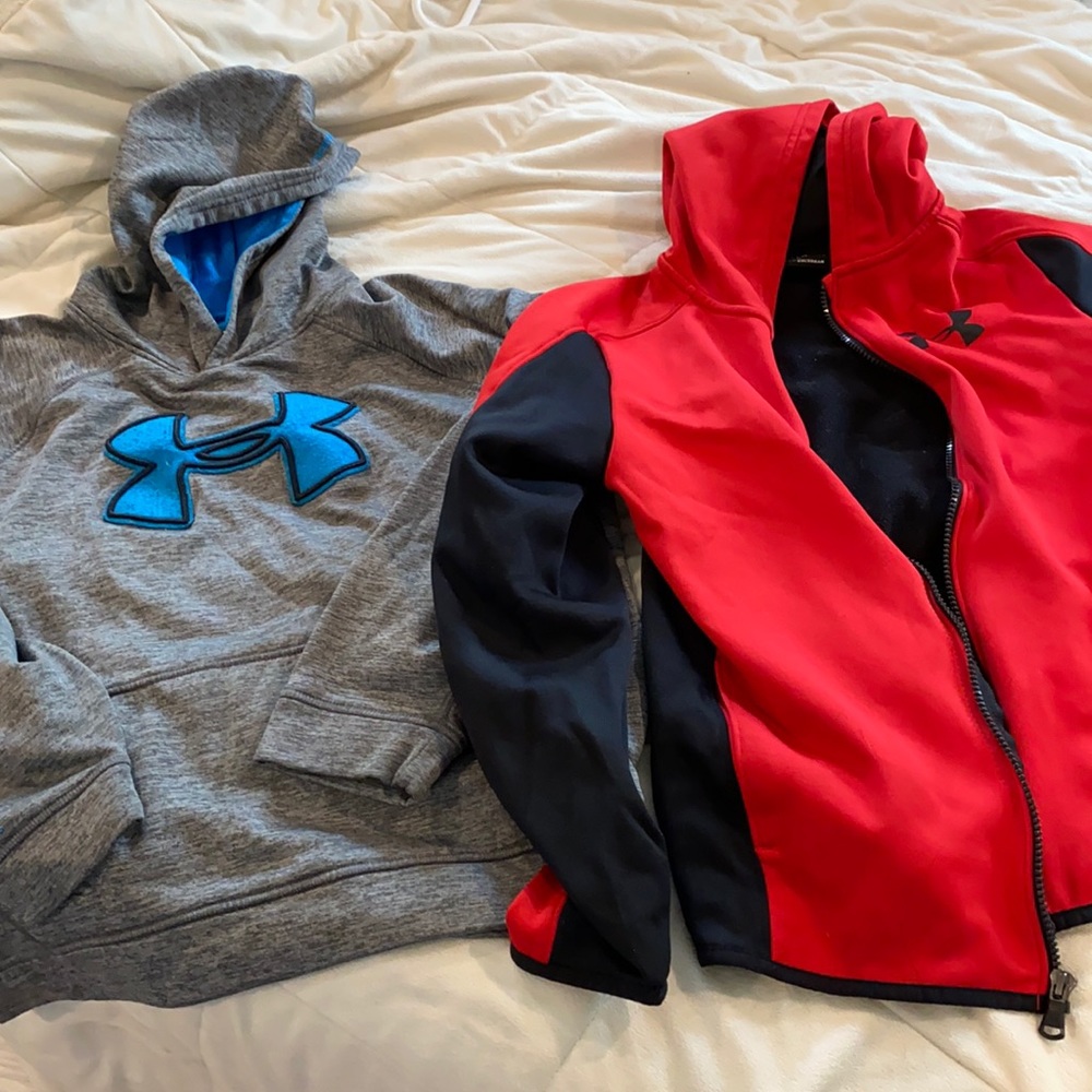 Two under Armour hoodies.